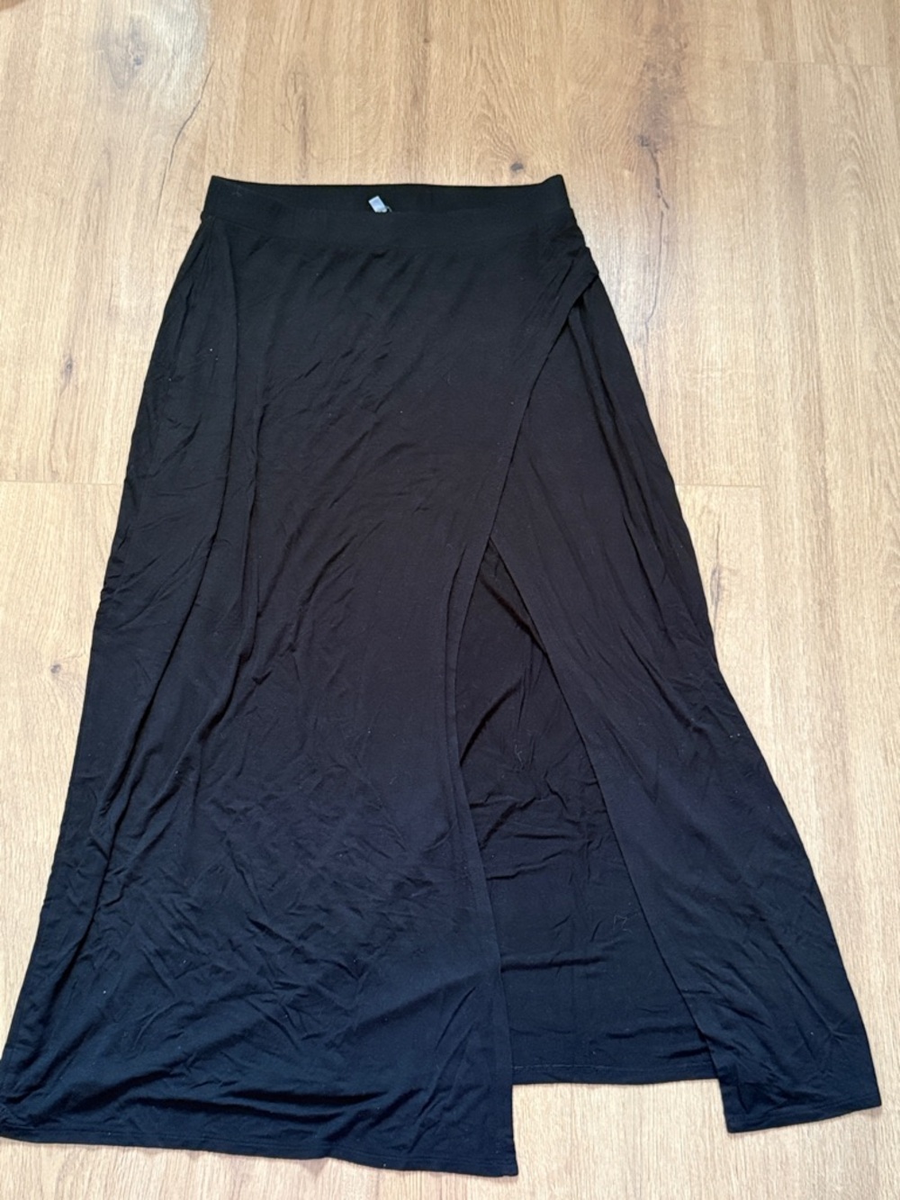 Charlotte Russe Black Wrap-Front Maxi Skirt
